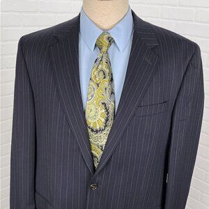 Chaps Ralph Lauren Blazer Men 44 Long Blue Pinstripe Classic Career Wool‎ Jacket